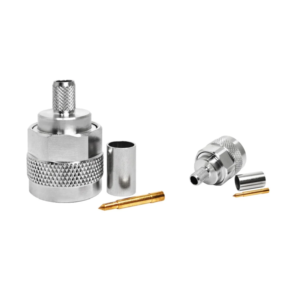 Brass RF Connectors N Male Plug Straight Crimp LMR240 Cable RF Coaxial Connector