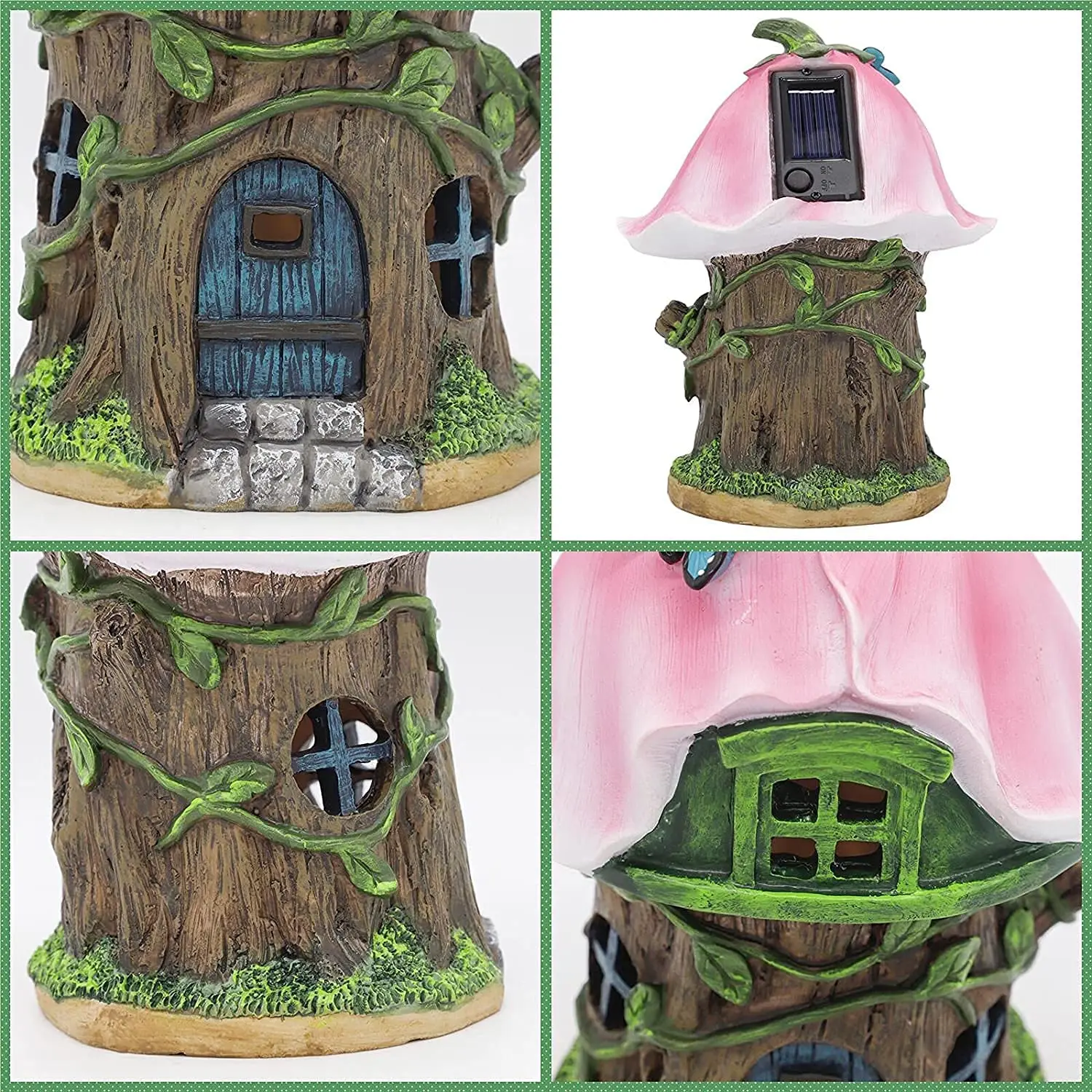 8英寸仙花园住宅雕像 太阳能灯粉红色的花屋顶树屋仙花园小屋小雕像 用于庭院家庭庭院de Buy 甘尼萨花园雕像 树脂花园仙子雕像 防水太阳能灯的花园 8英寸仙花园住宅雕像 太阳能灯粉红色的花屋顶树屋仙花园小屋小雕像 用于庭院家庭庭院de Buy 甘尼萨花园雕像 树脂花园仙子雕像 防水太阳能灯的花园
