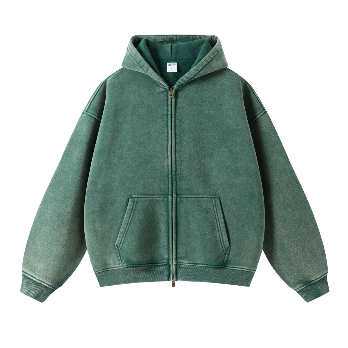 Vintage Acid Stone Wash Pull-Zip Hooded Sweatshirt for Men
