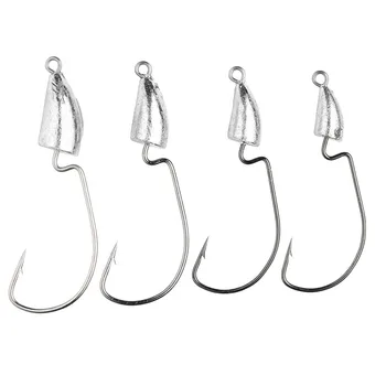 JOHNCOO Bullet Jig Heads Swimbait Hook Bass Fishing Texas Rig Hook Saltwater Freshwater Offset Weighted Weedless Hook – Soft Lure – view 2