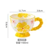 Tazza da colazione Gesang a forma di cuore giallo con motivo floreale