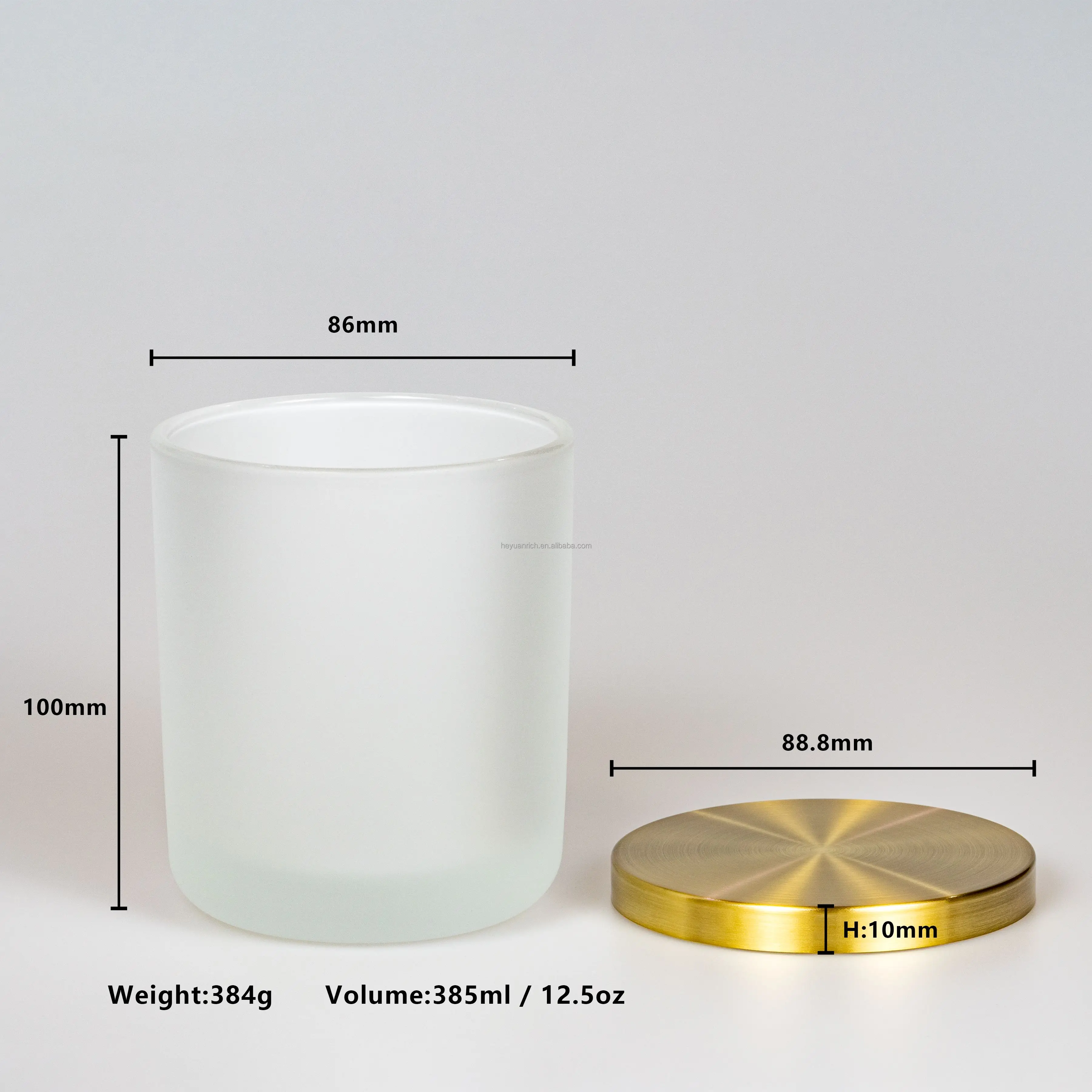 12.5oz Frosted Cambridge Glass Candle Tumbler Jar With Brushed Gold Lid ...