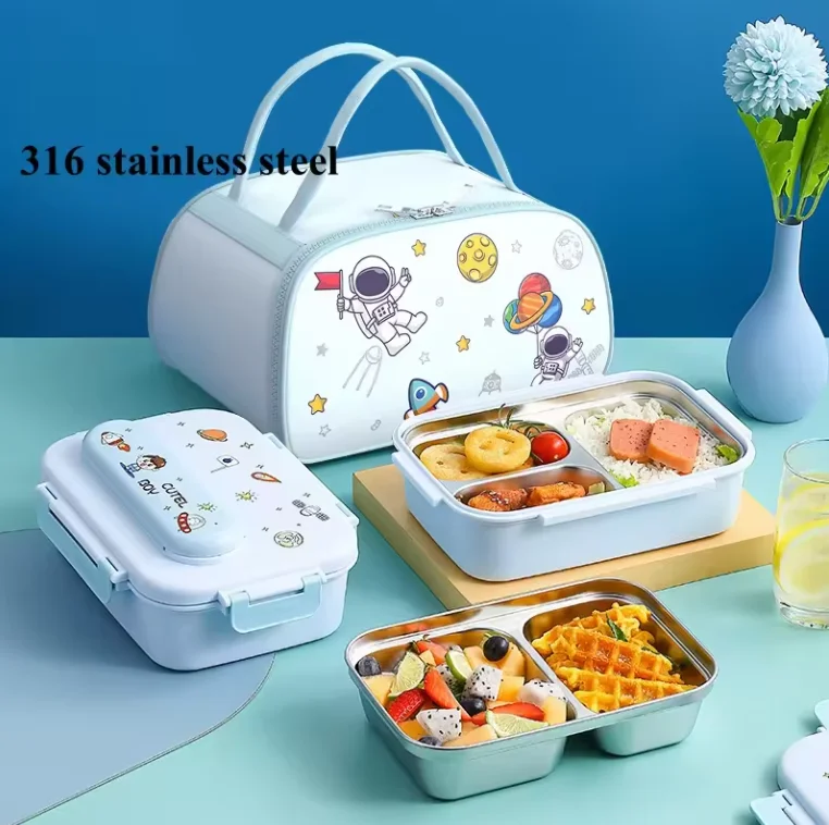 Boîte à lunch isotherme en acier inoxydable Offre Spéciale 2 ou 3 compartiments pour enfants Grands cadeaux