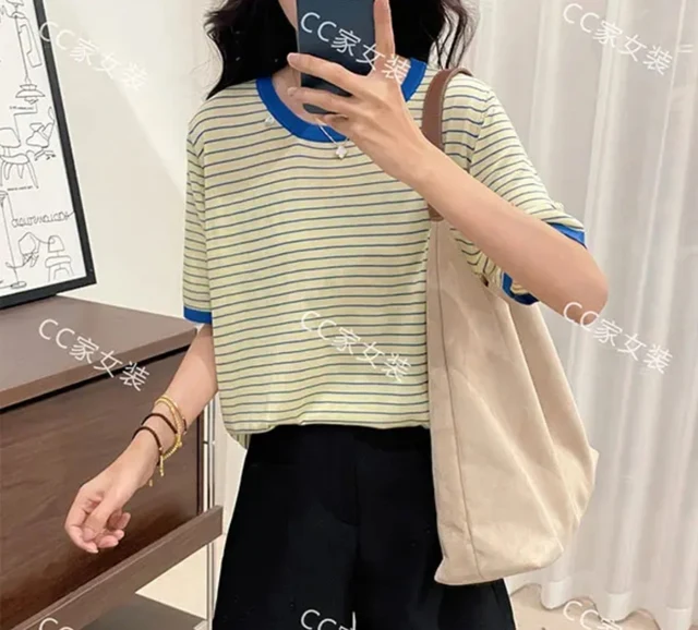 High Quality Breathable Vintage Style Round Neck T-Shirt Short Length with 3D Stripe Design Eco-Friendly Pattern