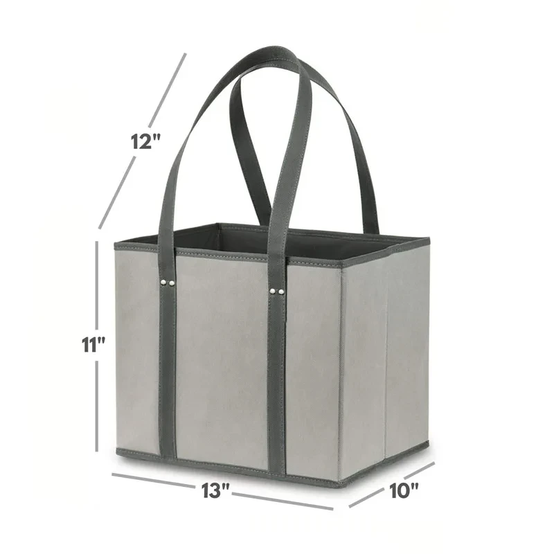 Wholesale Foldable Food Storage Bins with Handles Reusable Shopping Grocery Bags Geometric Pattern Organizer