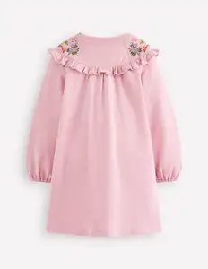 Autumn Girls Embroidered Breathable Maxi Velvet Polyester/Cotton Long-Sleeved Dress Children's Clothing