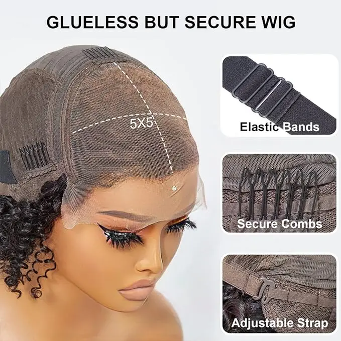 Haven Hair 12 Inch Curly Afro Wig Short 5x5 Glueless Wigs Pre Plucked Bleached Synthetic Hair