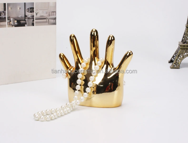 High Luxury Variously Golden Hand shaped Tray Holders Ceramic Jewelry Tray Ring Dish For Hotel Bedroom Decors.jpg