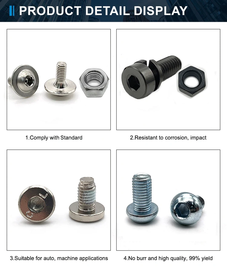 Cup Allen M2 M3 M4 M5 M6 M8 M10 Stainless Steel Hex Drive Hexagon Socket Round Button Head Machine Screws