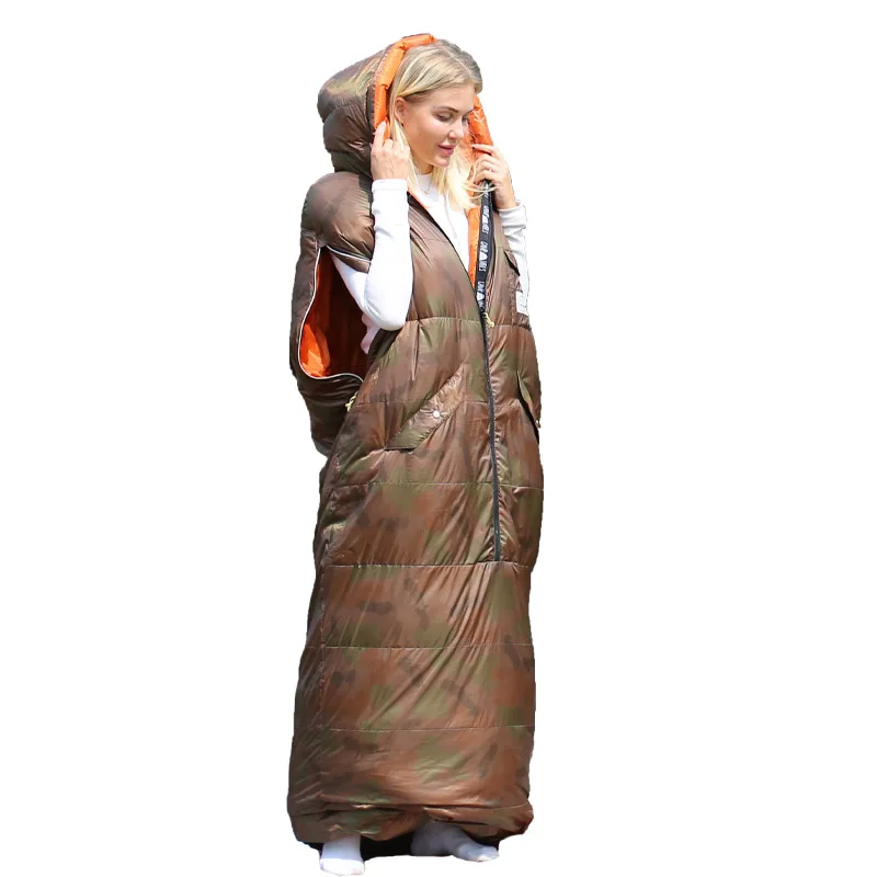 Fashion Jacket Style Duck Down Sleeping Bag EnvelopeSleeping Bag Wearable Walking Sleeping Bag Go FishingHiking Nylon Fabric