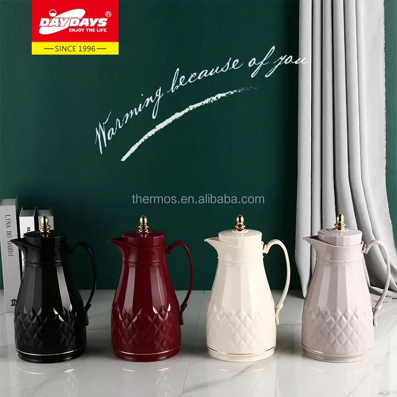 Sunlife Vacuum Flask 1000ml Arabian Coffee Pot White Glass Liner Thermo