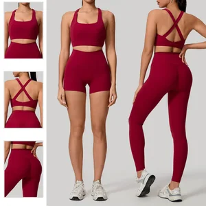 Women 2 Piece Sports Fitness Sets Breathable Quick Dry Yoga Top Leggings Outdoor Running Yoga Wear Gym Fitness Set