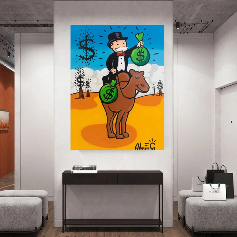 OPBGM Alec Monopoly Rich Money Man Art Canvas Painting Wall Art
