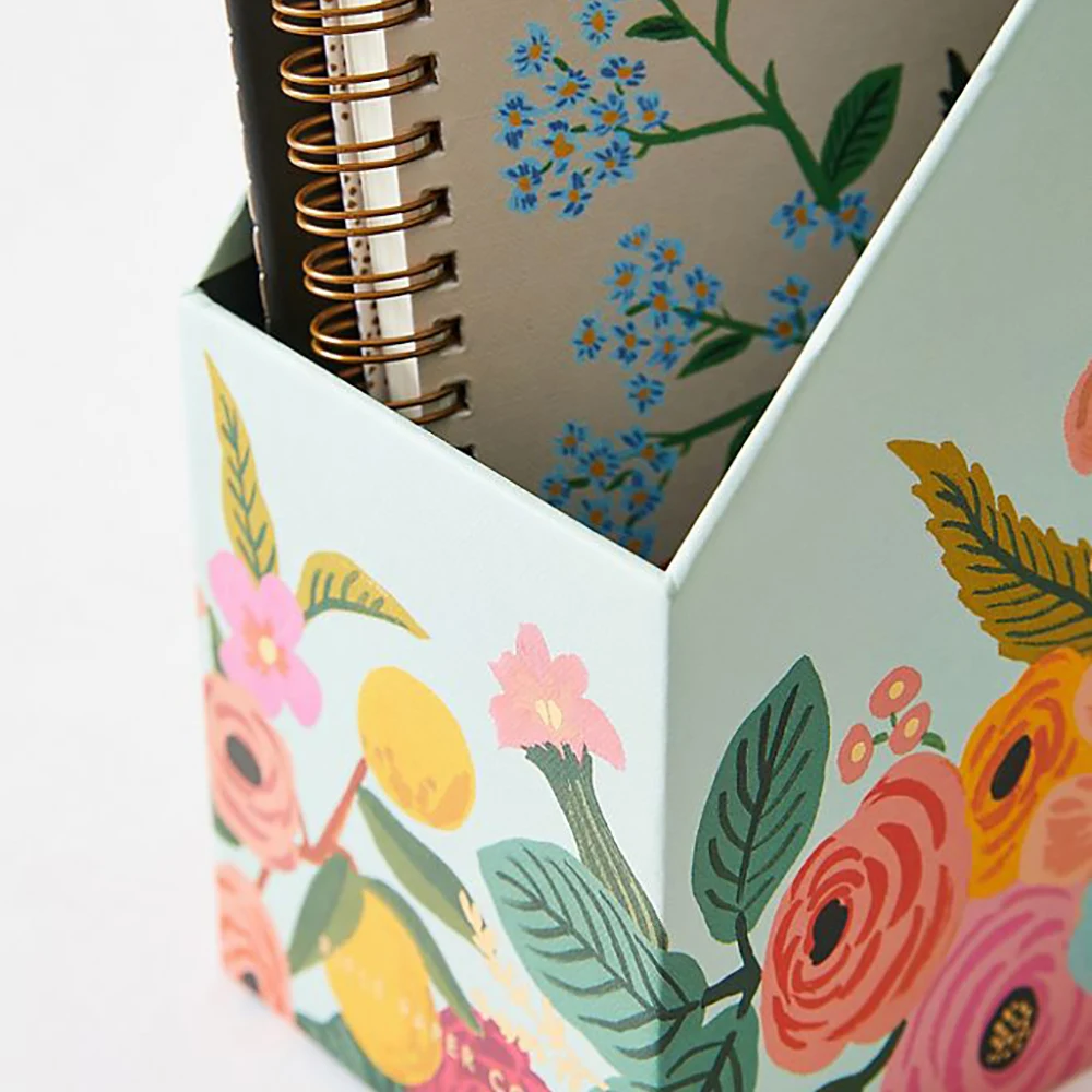 Custom Logo Printing Cardboard Paper Office Desk Folio File Organizer Magazine Holder With Label Rack