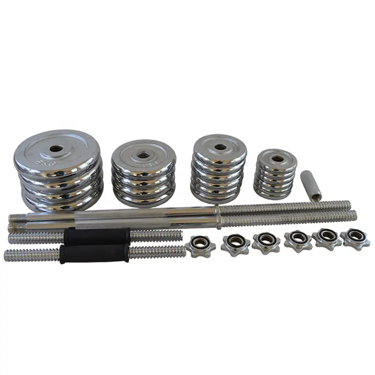 Оборудование для тренажерного зала Регулируемый Вес 50 кг хромированный набор гантелей штанги домашняя железная сталь хромированная гантель вес