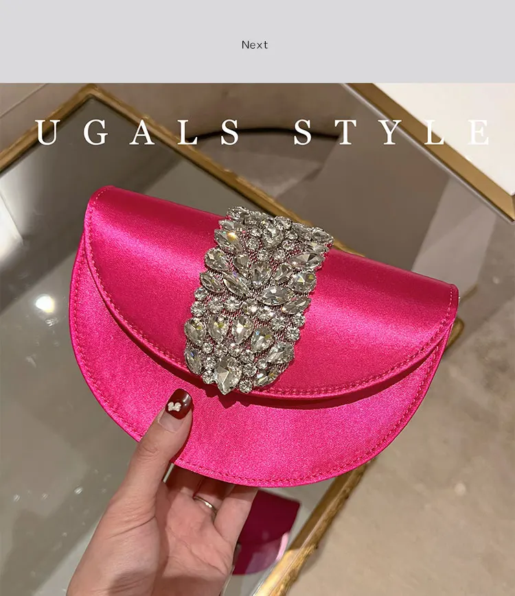 Valleycomfy Pochette De Soirée Strass Brillante - Sac à Main Femme Pour Mariage, Bal, Cocktail