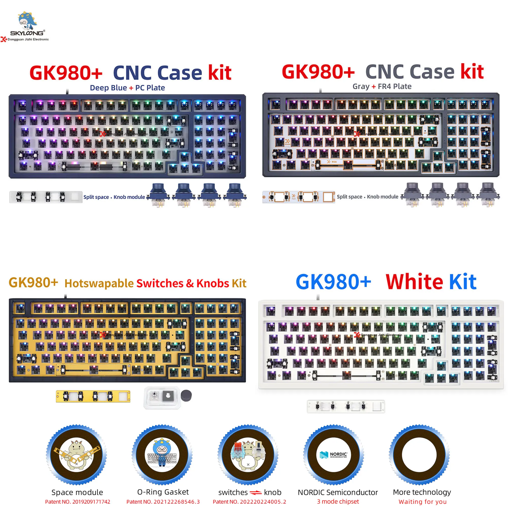 なスイッチ Skyloong99keysプライベートモールド2.4gワイヤレスベアボーンメカニカルゲーミングキーボードキットtkl、金属ケース