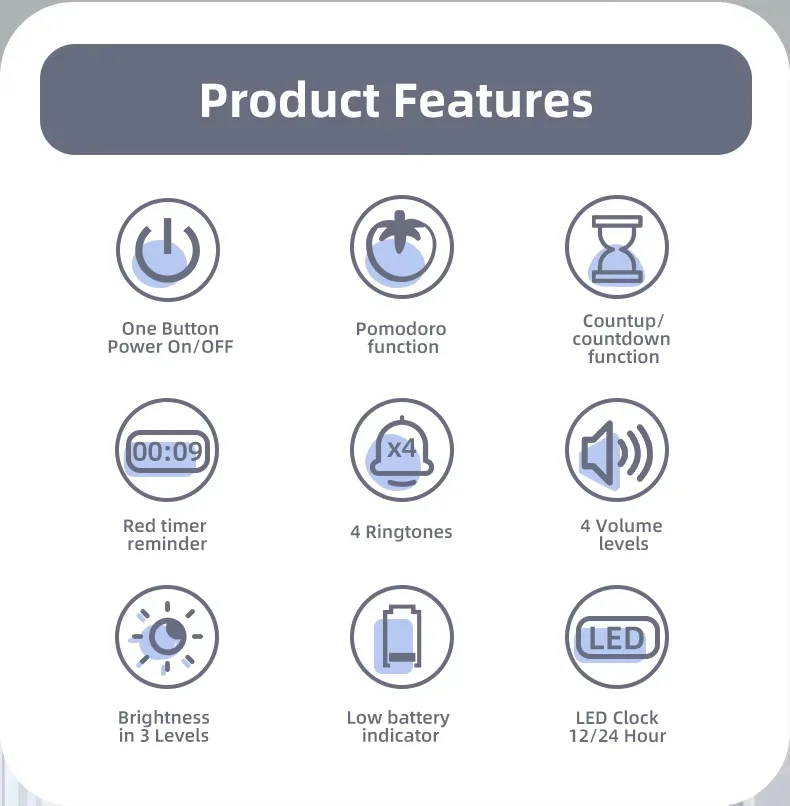 Cheap Full-screen LCD Timer – 99-Group Timing Tomato Countdown Timer with Silent Movement & Simple Large-screen Clock