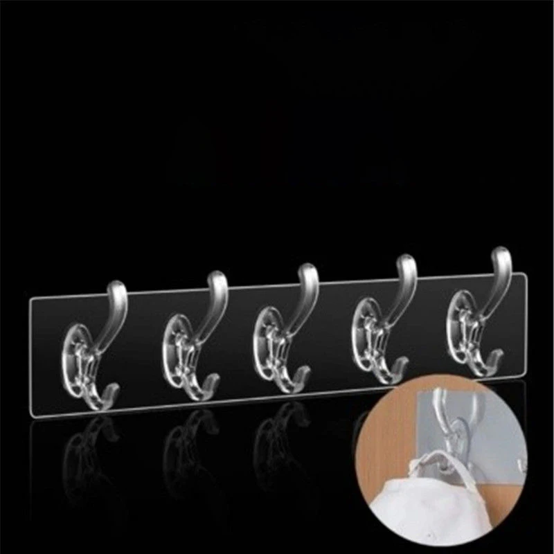 Home Wall Finishing Storage Double-sided Adhesive Wall Hooks Hanger Wall Sticker Coat Hook Transparent Clothing PVC Plastic 42g supplier