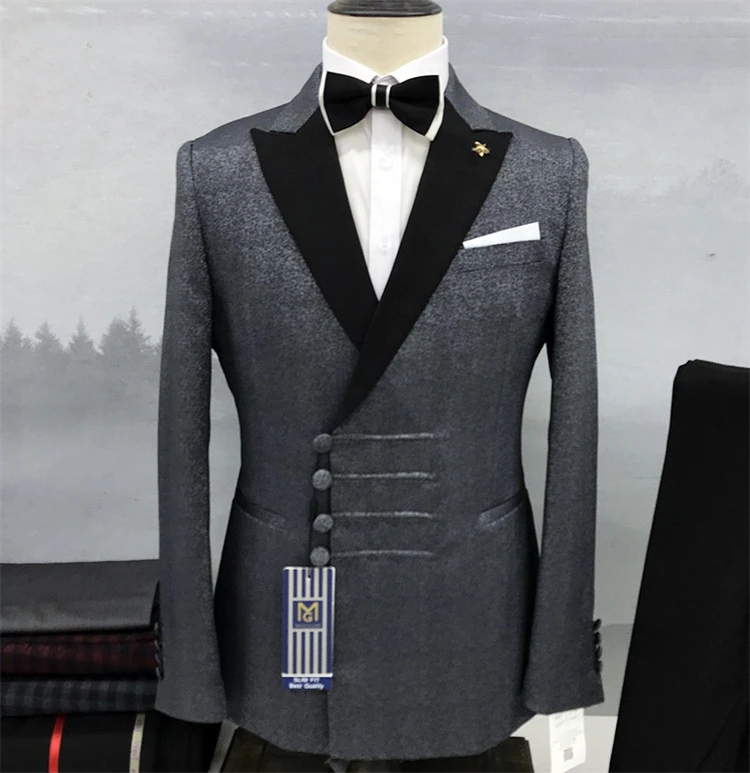 2023 New Double-breasted Men's Suit Slim Fit 2-piece Wedding Groom ...