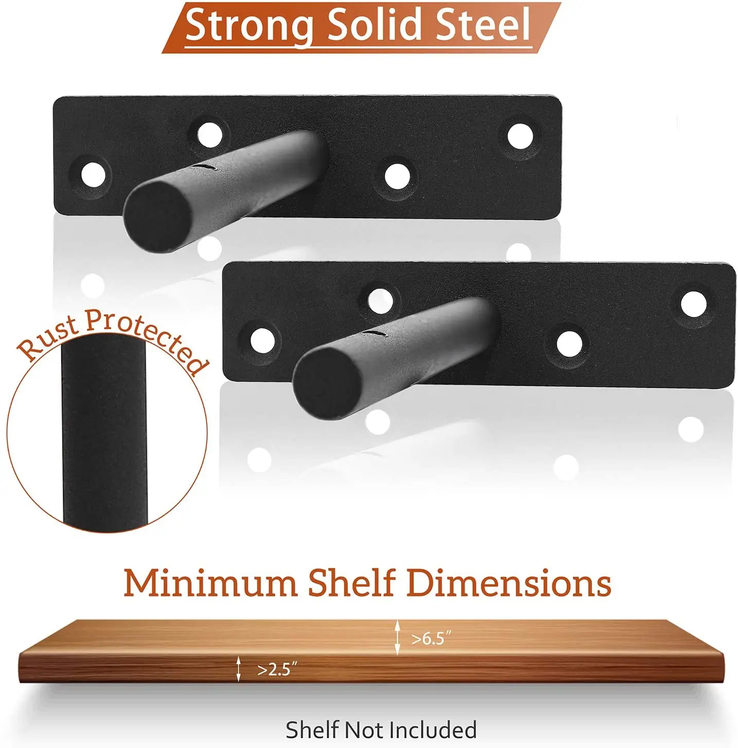 Floating Shelf Bracket Supports Concealed Wood Shelves Solid Steel Blind Mount Support Hidden Black Brackets Hardware