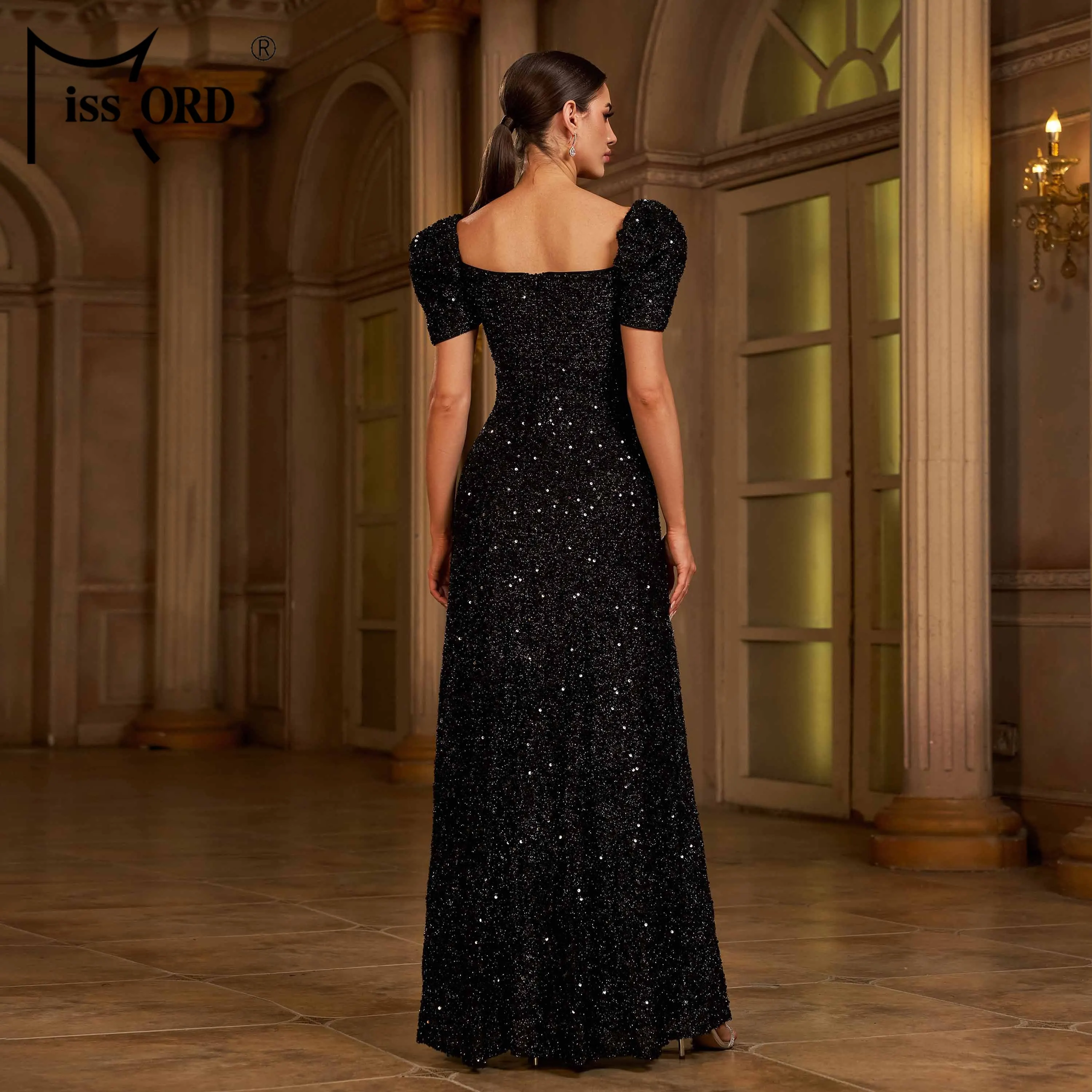 Missord Sweetheart Neck Puff Sleeve a Line Maxi Gown
