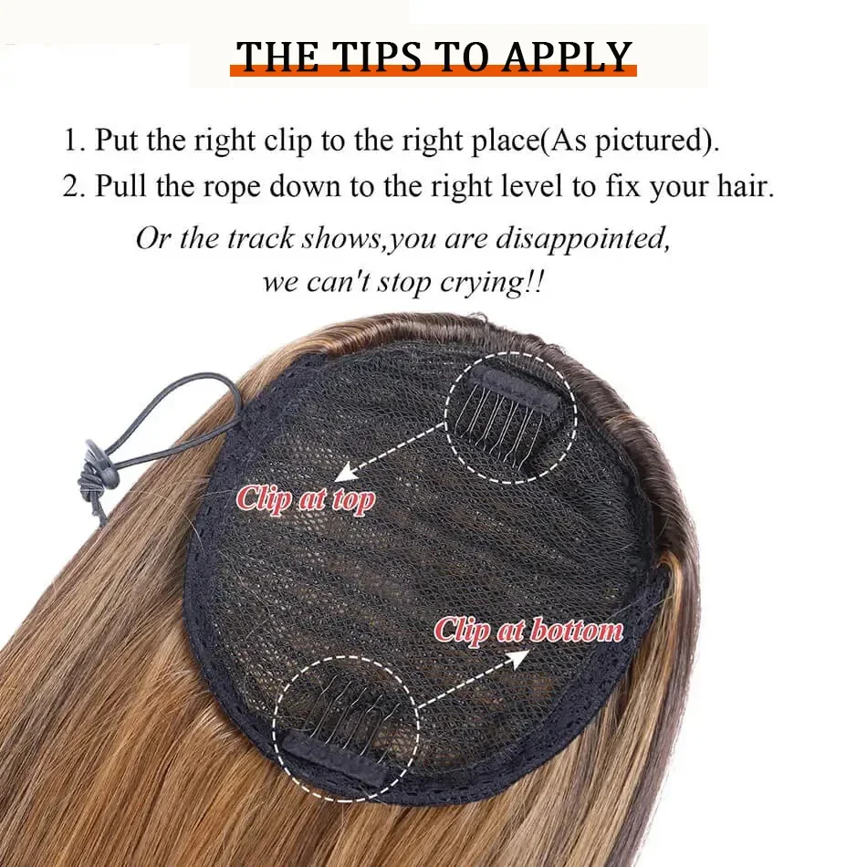 Highlight Drawstring Ponytail Human Hair Extensions Long Brazilian Hairpiece Clip Ins Remy Ponytail_voghion.com