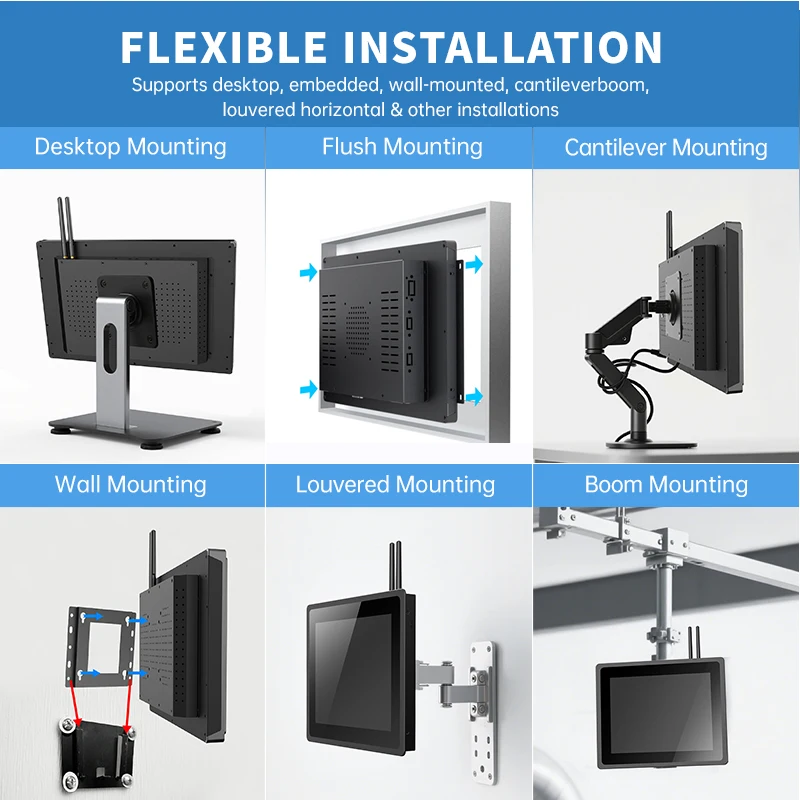 15.6" Industrial HMI All-in-One Touchscreen Panel PC Intel I5 Wind/Android OS 2-16GB RAM 16G-512GB SSD IP65 VGA High Brightness