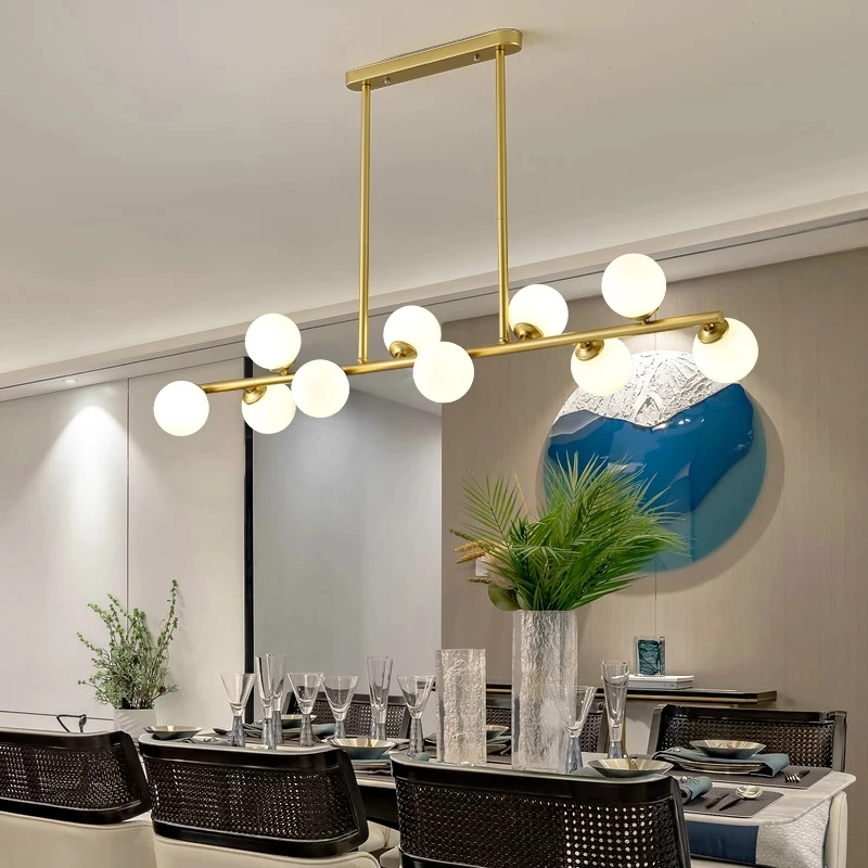 Modern Dining Room Ceiling Chandelier Suspension Horizontal Glass Balls Chandeliers Kitchen Hanging Lamp Office Front Desk Light