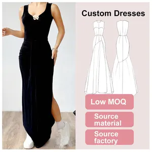 Wholesale Ropa De Mujer Summer Elegant Casual Maxi Dresses Women Square Collar Slit Summer Halter Bodycon Dress