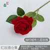 Rosa de terciopelo fino de tres capas L roja