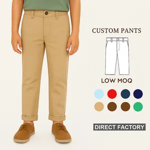Private Label Kids Chino Pants Boys Cotton Trousers School Uniform Elastic Waistband Stretch Slim Fit Boys Trousers Children