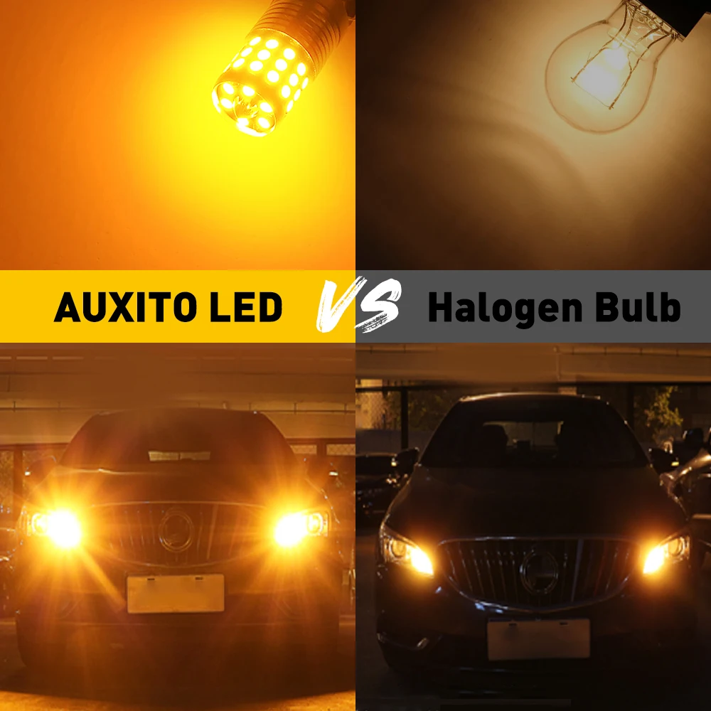 AUXITO 7440 CANBUS Error Free Yellow/Amber LED Turn Signal Bulbs - Anti Hyper Flash (12V-24V)
