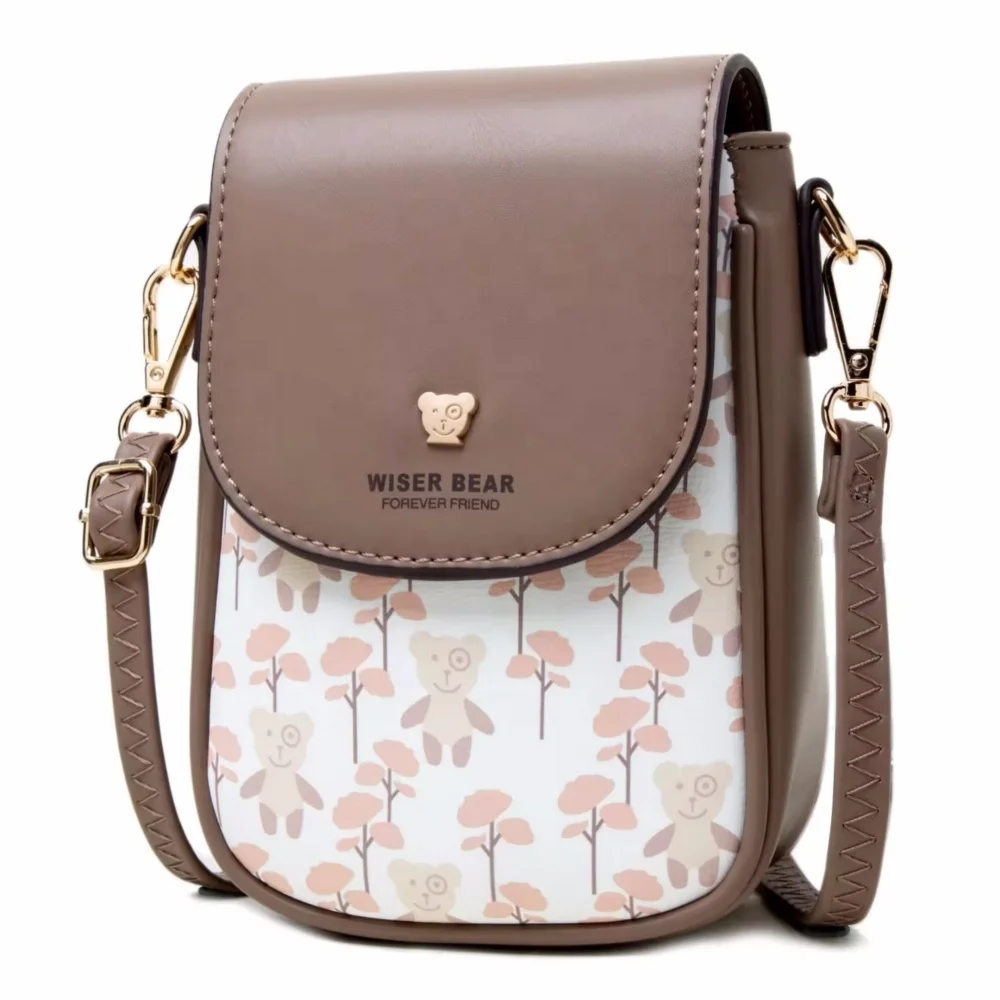 PRETTYZYS New Arrival WISER BEAR Hardware Cartoon Pattern Purse Cell Phone Bags for Women Wallets for Women Crossbody Bag