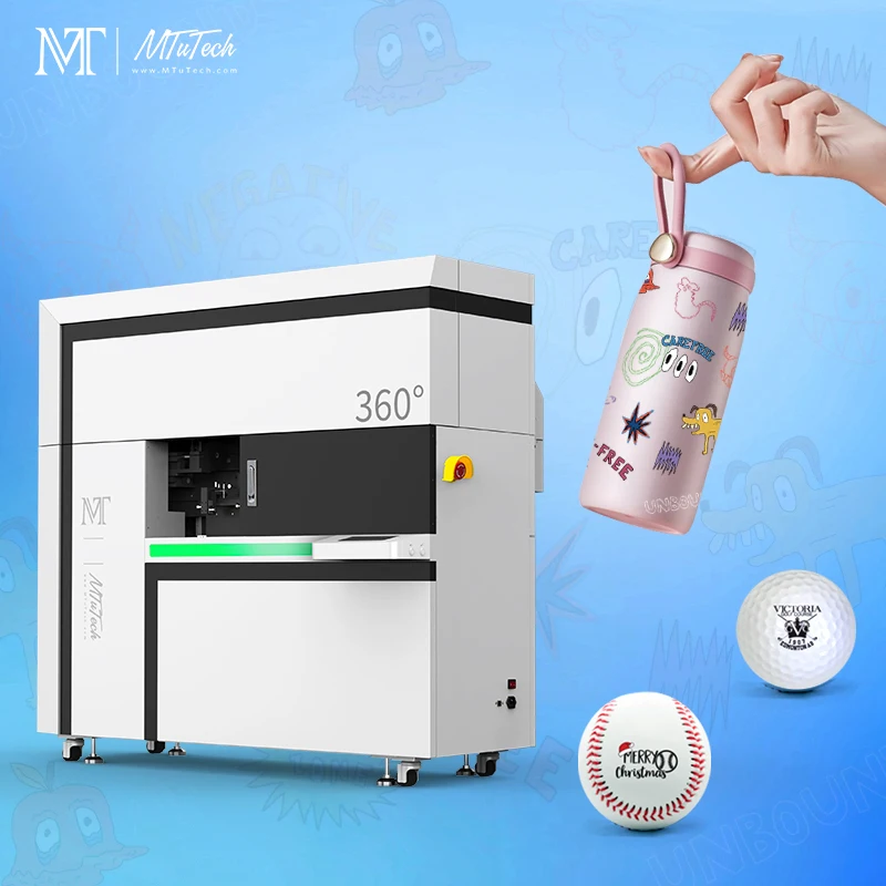 MTuTech New Released Digital 360 Degree UV Cylinder Printer Used for Tumbler Baseball Golf Ball Printing
