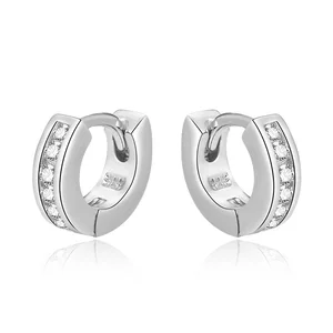 Simple Fashion Chunky Hoop Earrings 925 Sterling Silver Quartz Rhodium Plated Jewelry