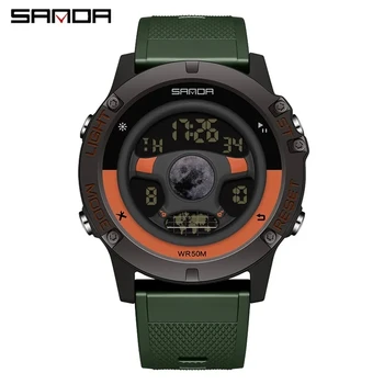 Sanda Auto Car Shape Watch Men LED Digital Wristwatches