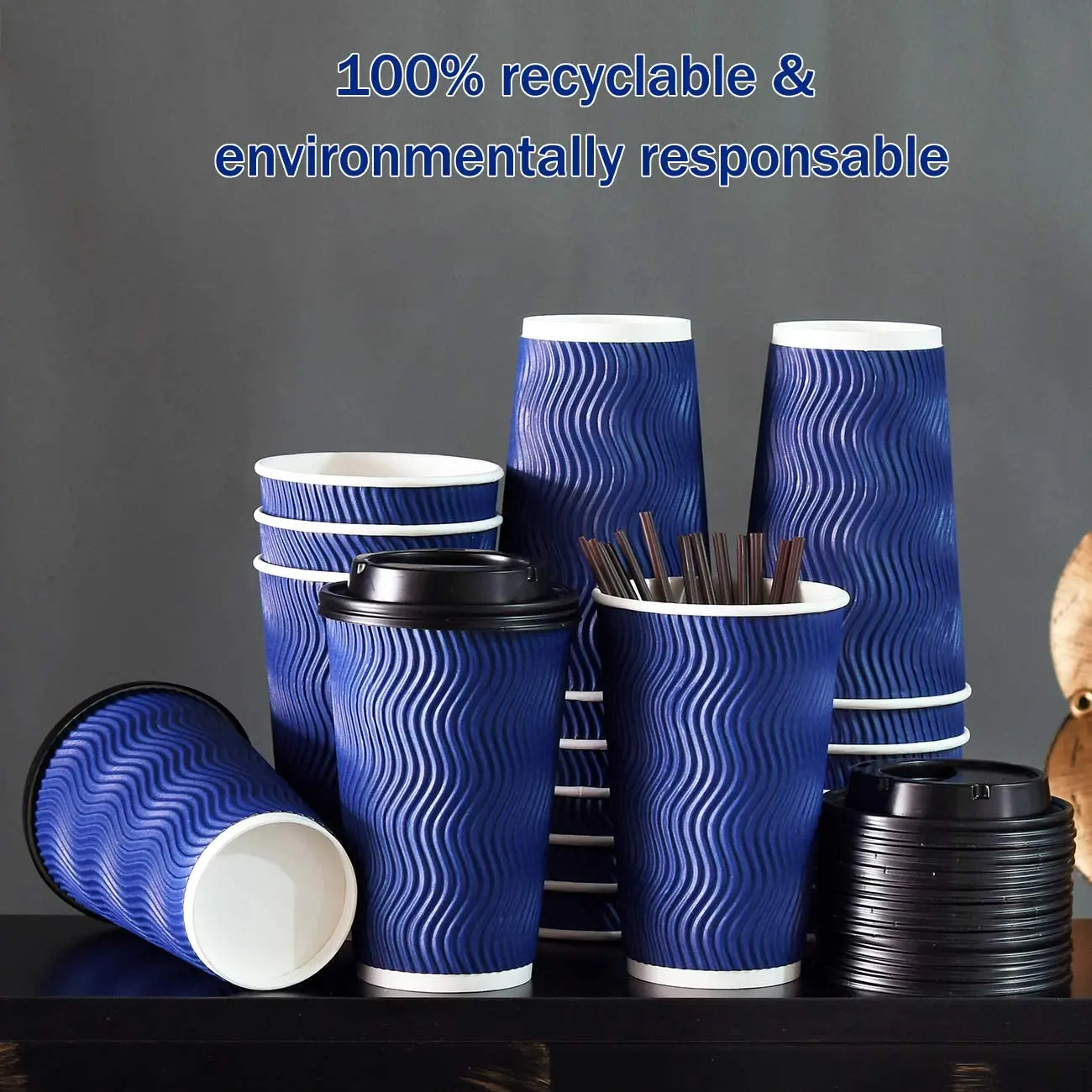 Disposable Coffee Cups With Lids And Straws 12 Oz Togo Hot Paper Coffee