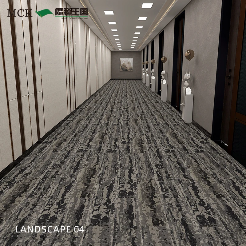 Magic Carpet Kingdom Factory Custom PVC Backing 25x100 cm Nylon New Design Commercial Hotel Square Carpet Tiles With Good Price