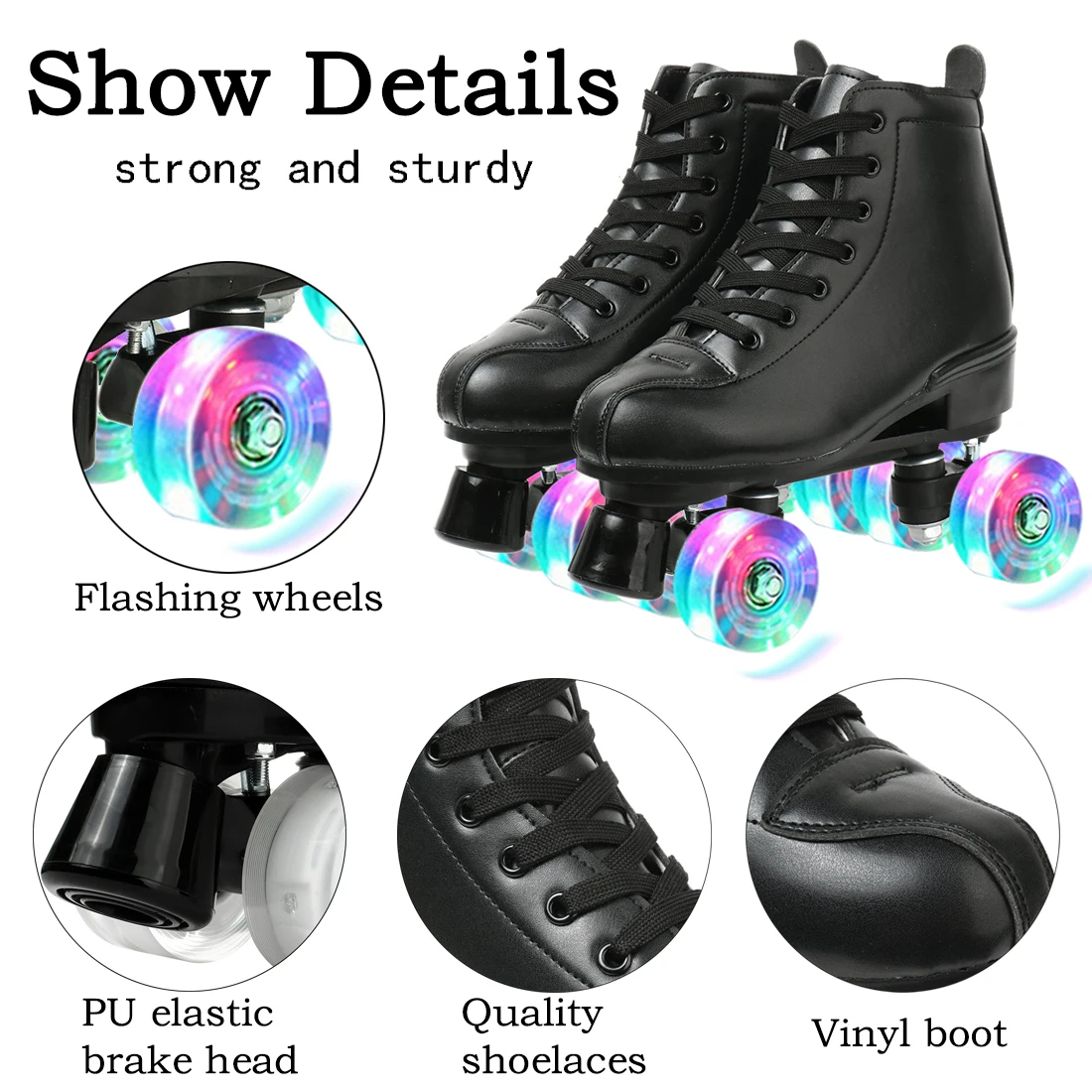 4 wheel roller skates PU Leather cheaper Roller Skate shoes & unisex Rubber & PU Rubber plain dyed 509325