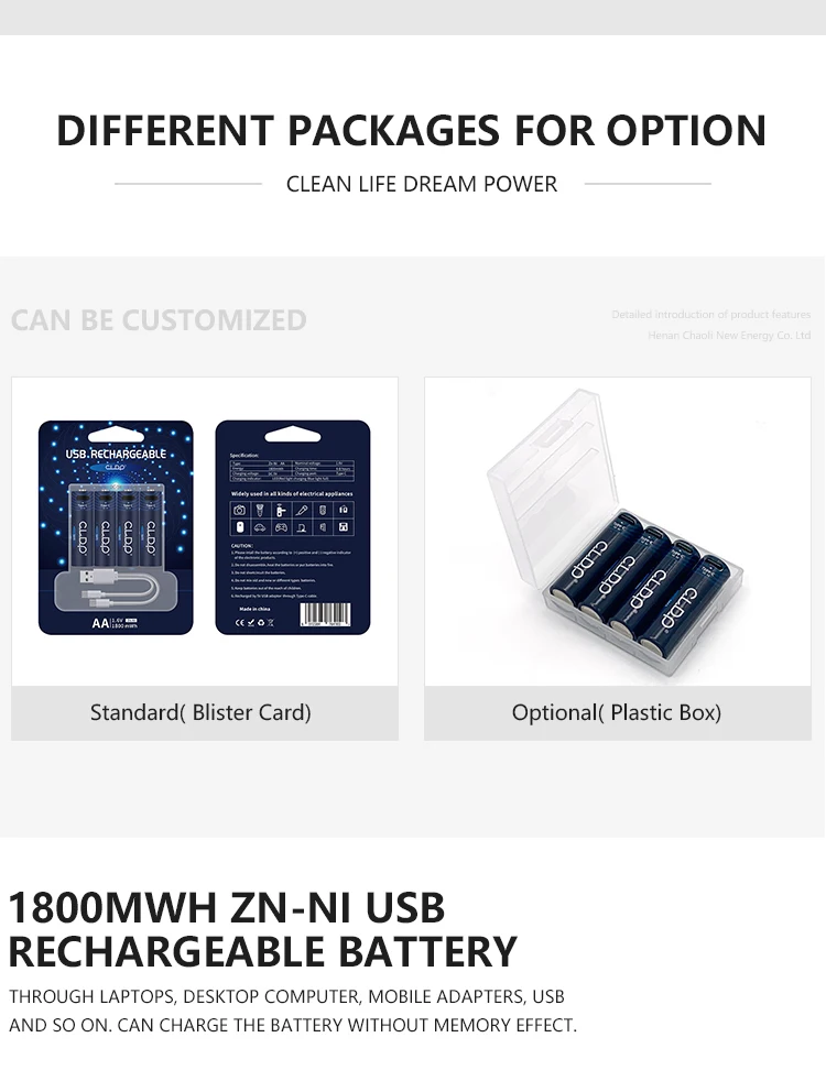 Cldp Factory Aa Size Nickel Zinc Battery Type C 1800mwh Rechargeable