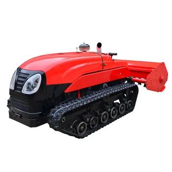 Cheap agricultural multifunction diesel 20kw Rotary cultivator orchard rotary tiller cultivator small tracked tractor