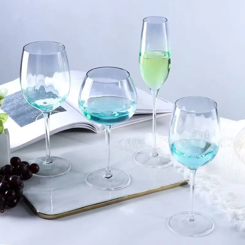 M Handmade Blue Crackle Wine Glasses - Eco-Friendly & Stylish