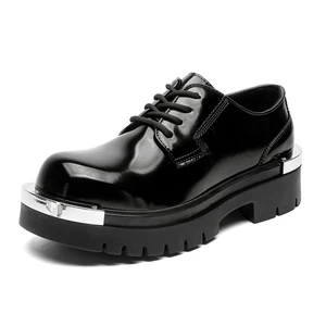 Men's New Fashion Comfortable Lace-Up Business Dress Shoes with Large Size Platform Leather for Party Summer and Spring
