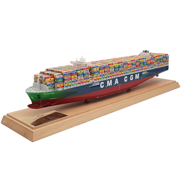 【A】Cargo Shipment Customizable 45cm CMA CGM Souvenir Nautical Model Handmade Business Gifts Metal Alloy Container Ship Model