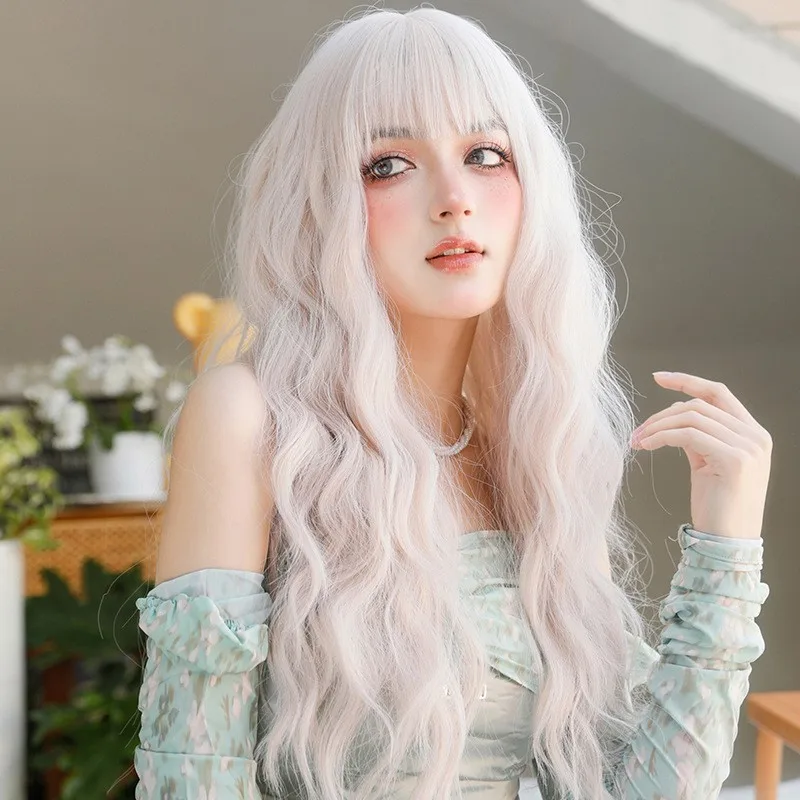 Women's Long Synthetic Wig – Curly, Straight, Wavy Styles, Full Head With Bangs, Adjustable Cap, Cosplay/Casual