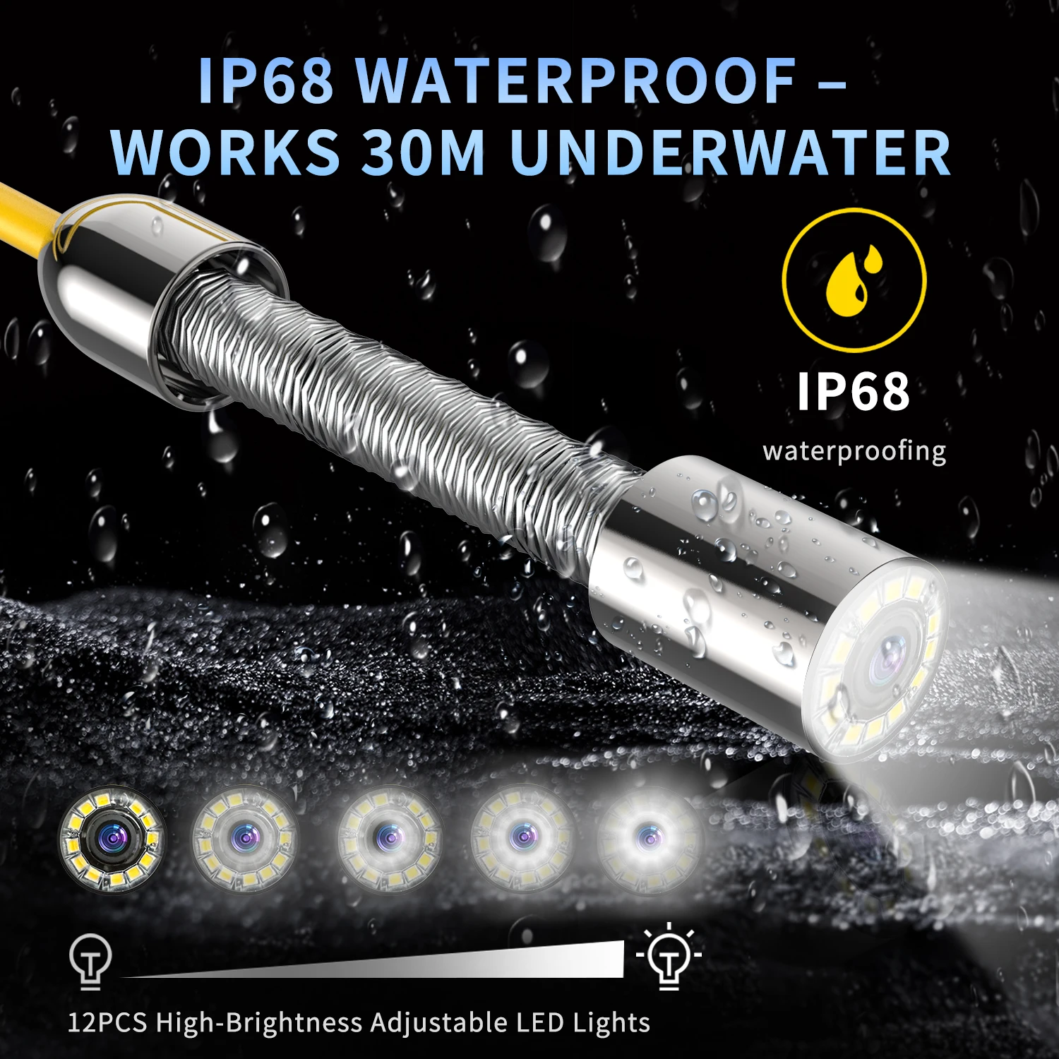 10200mAh Sewer Camera DVR 32GB&Meter Counter 1080P IP68 Pipe Camera With 23mm HD Lens Drain Camera 5inch Monitor 10m/20m/30m/40m/50M Optional