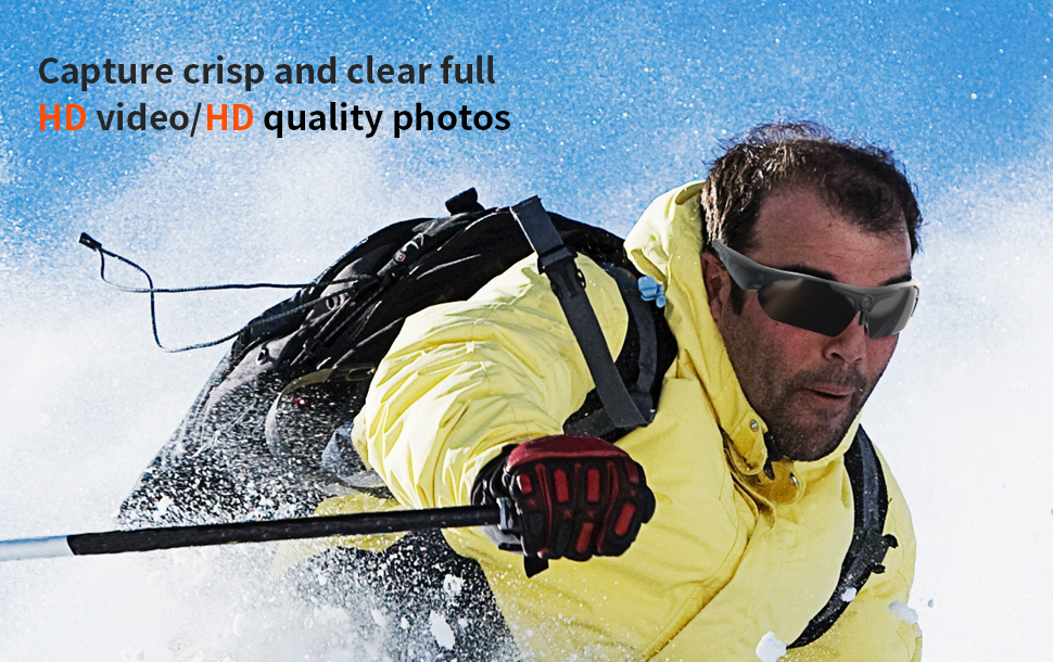 1080P HD Sports  Glasses - Portable Wearable Glasses Camera with Video Recording for Motorcycle Riding & Outdoor Activities