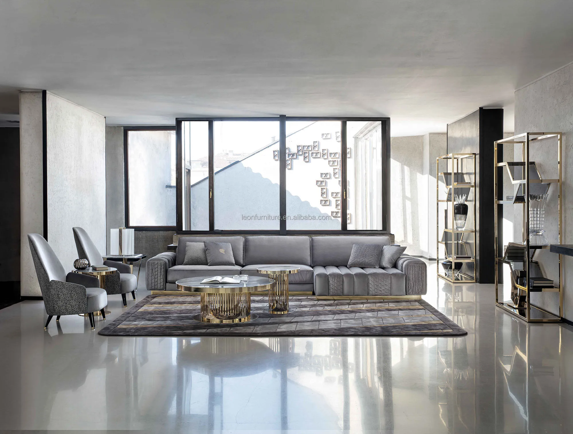 Nubuck Fabric Solid Wood Sofa Set Wedding Living Room Sofa Set ...