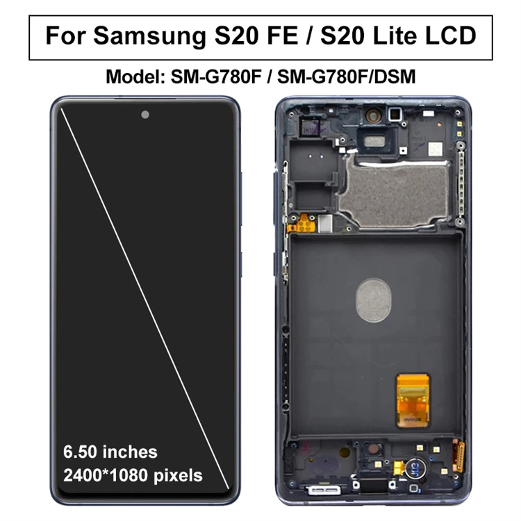 Original OEM OLED Screen For Sam Sung Galaxy S20 FE with Frame LCD Display Touch Screen Replacement